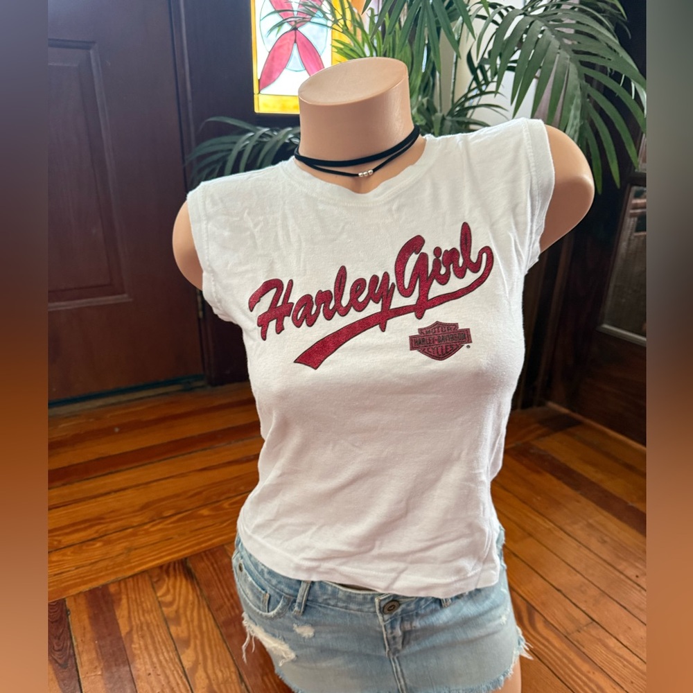 Harley-Girl HarleyDavidson White Cotton Tank size medium